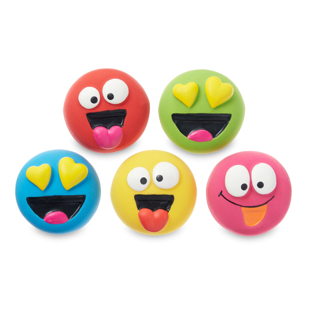 Vibrant Life 5-Pack Emoticon Latex Dog Toy Set - Squeaky Fun for Your Furry Friend