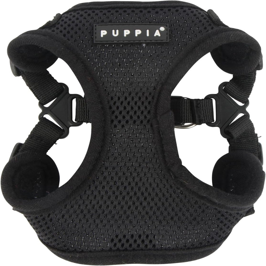 Puppia Soft Harness C - Black Adjustable Vest for Small Dogs and Cats