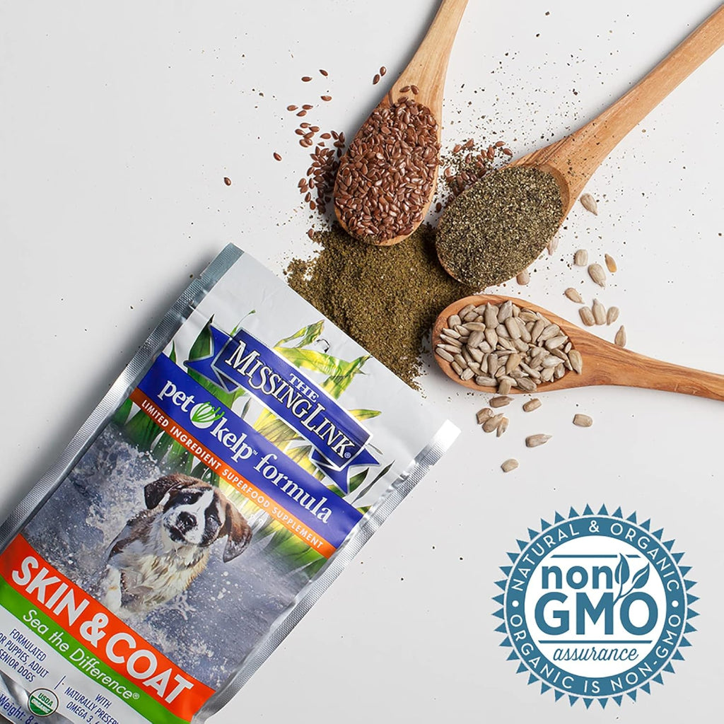 Pet Kelp Canine Skin & Coat Superfood Powder - 8oz Organic Supplement for Healthy Dogs