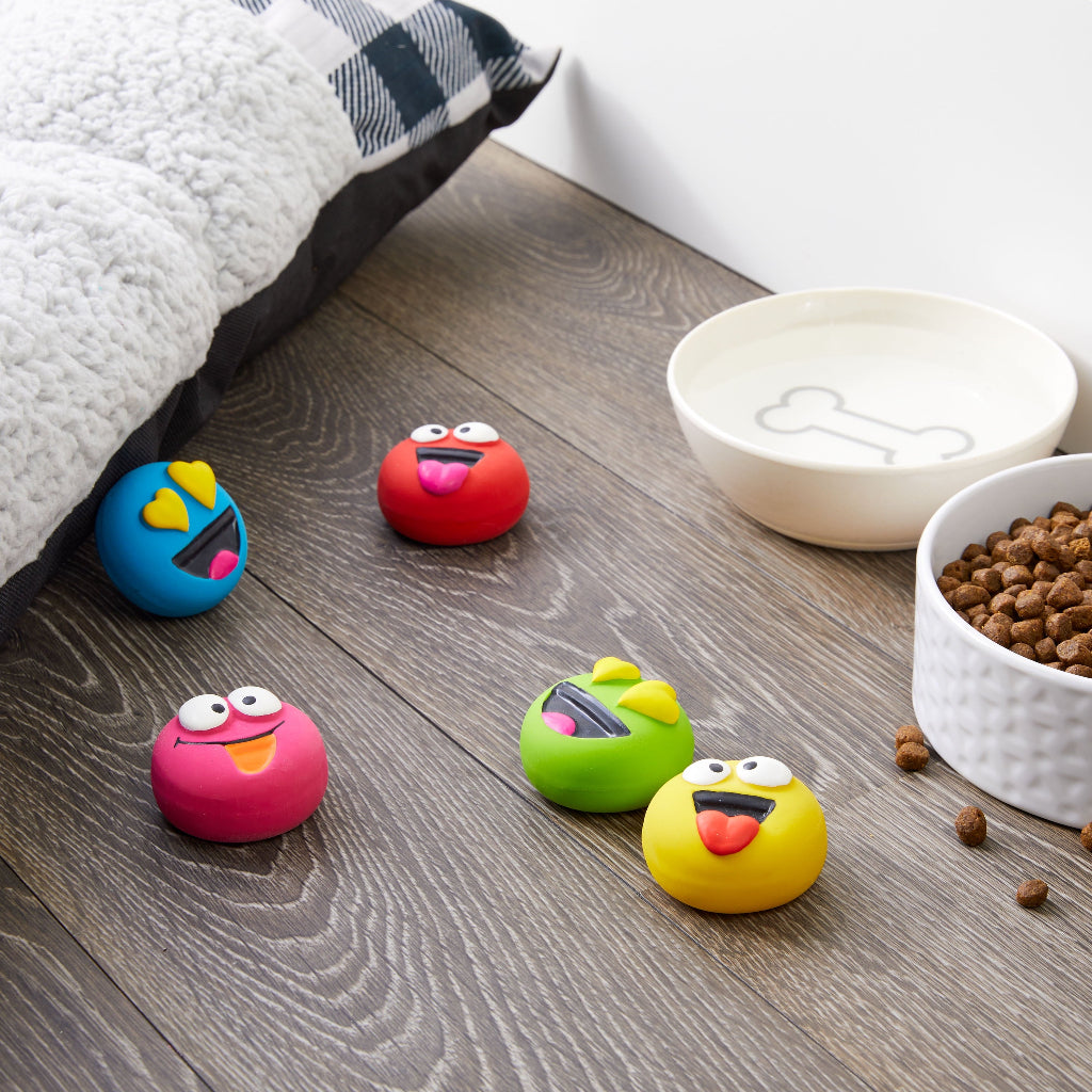 Vibrant Life 5-Pack Emoticon Latex Dog Toy Set - Squeaky Fun for Your Furry Friend