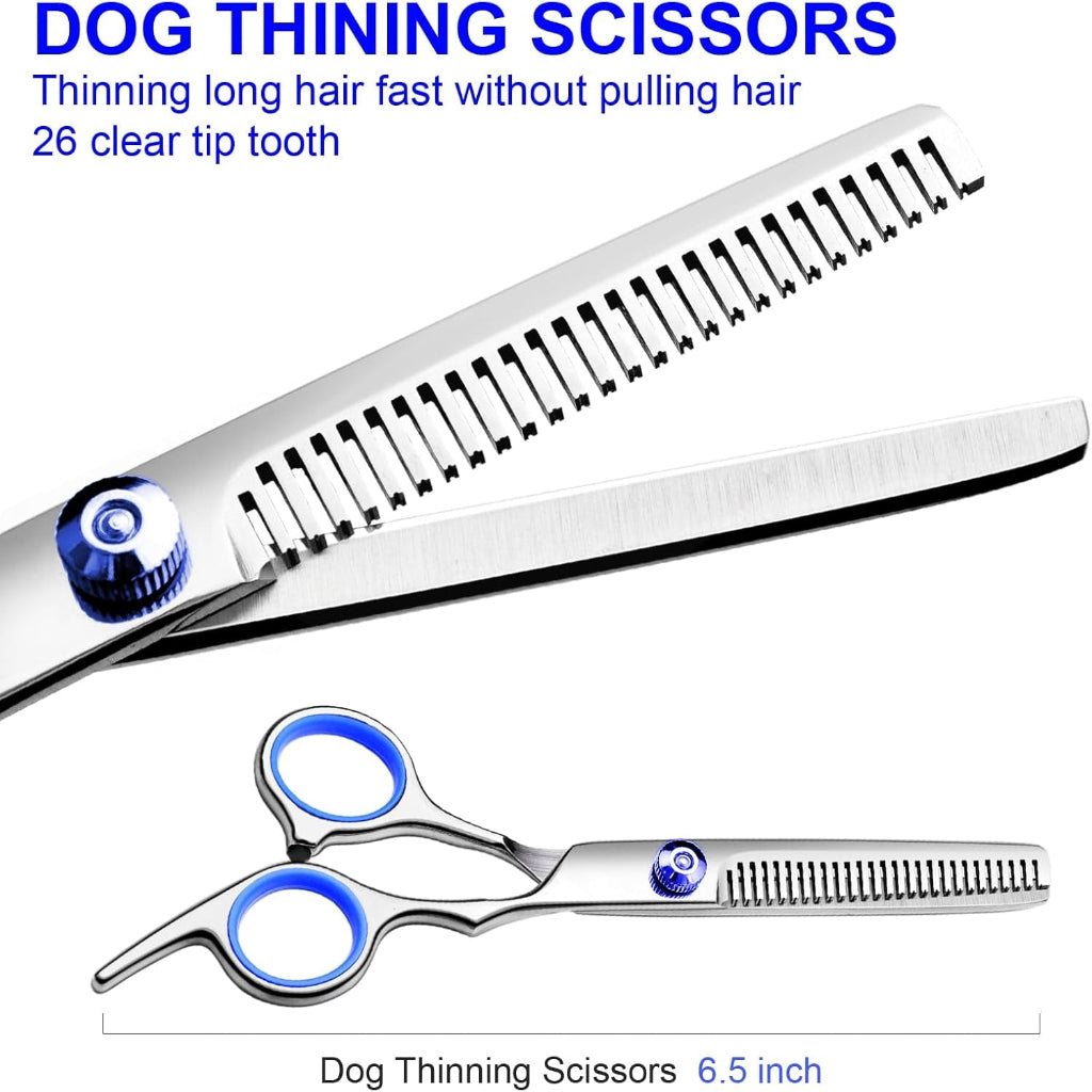 Professional 4-in-1 Dog Grooming Scissors Kit with Ergonomic Design and Safety Features