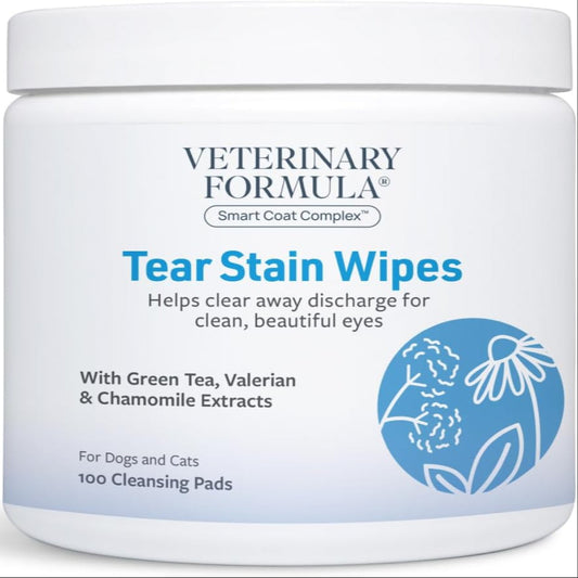 Smart Coat Complex Tear Stain Wipes for Dogs and Cats – Gently Clean and Care for Your Pet's Eyes with Fragrance-Free, Pre-Saturated Wipes, 100 Count