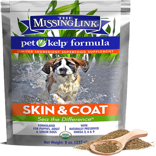 Pet Kelp Canine Skin & Coat Superfood Powder - 8oz Organic Supplement for Healthy Dogs