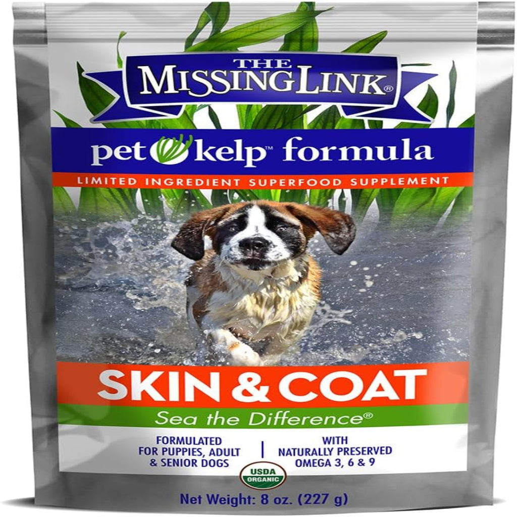 Pet Kelp Canine Skin & Coat Superfood Powder - 8oz Organic Supplement for Healthy Dogs