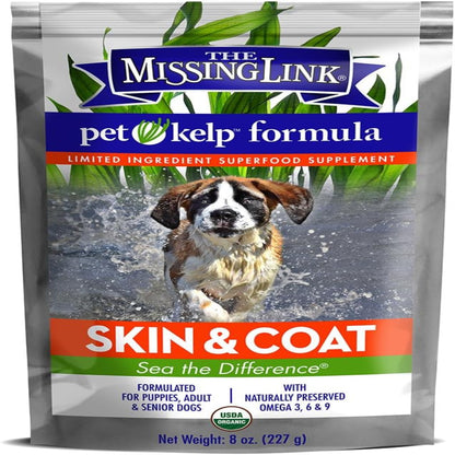 Pet Kelp Canine Skin & Coat Superfood Powder - 8oz Organic Supplement for Healthy Dogs