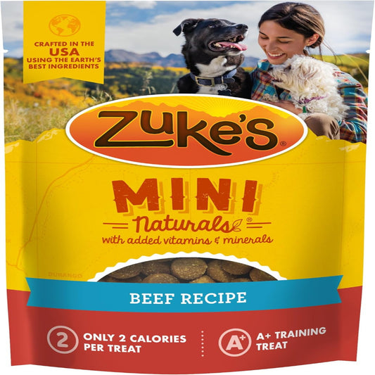 Zuke’s Mini Naturals Beef Recipe - Soft & Chewy Dog Training Treats, Perfect for All Breeds - 6 Oz Pouch
