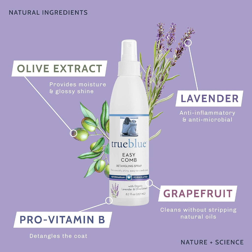 Transform Your Pet's Coat with Lavender & Olive Extract Easy Comb Dog Hair Detangling Spray – Natural, Moisturizing, and Toxin-Free Formula for Dogs, Puppies, and Cats – 8.7 Fl. Oz.
