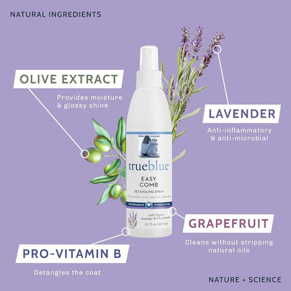 Transform Your Pet's Coat with Lavender & Olive Extract Easy Comb Dog Hair Detangling Spray – Natural, Moisturizing, and Toxin-Free Formula for Dogs, Puppies, and Cats – 8.7 Fl. Oz.